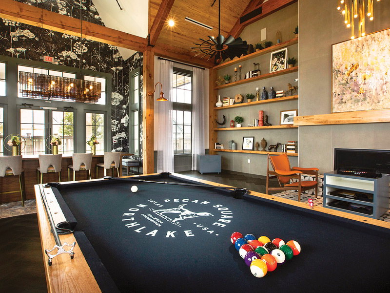 Pool table in the Jackson Hall Game Room