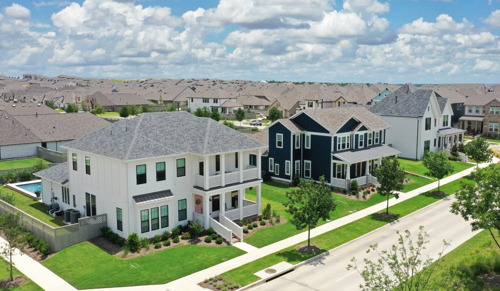 aerial of 2-story homes