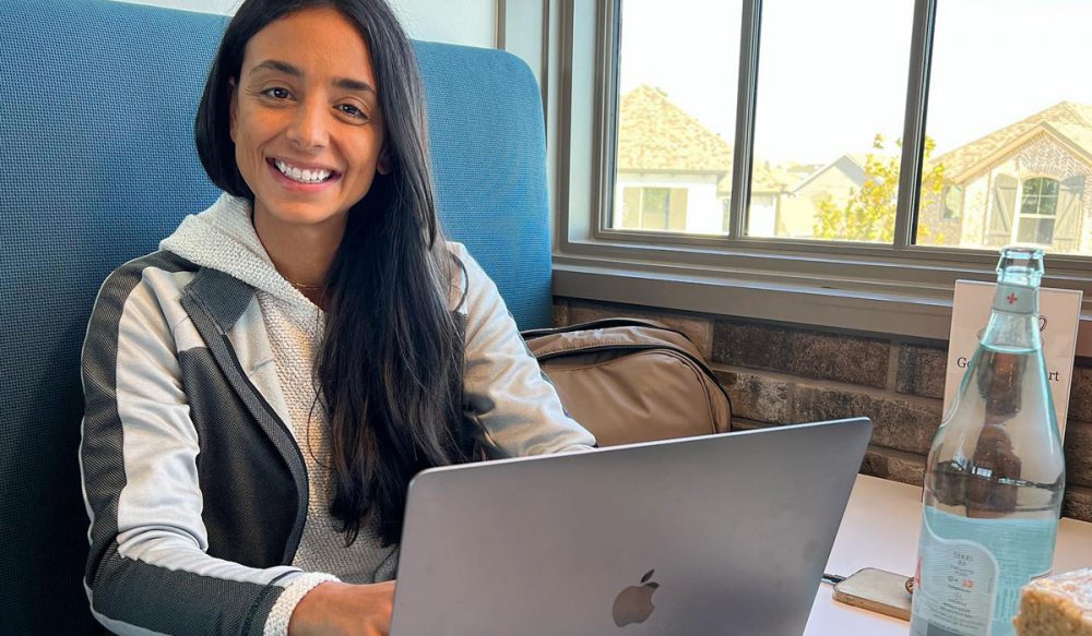 woman working on her laptop