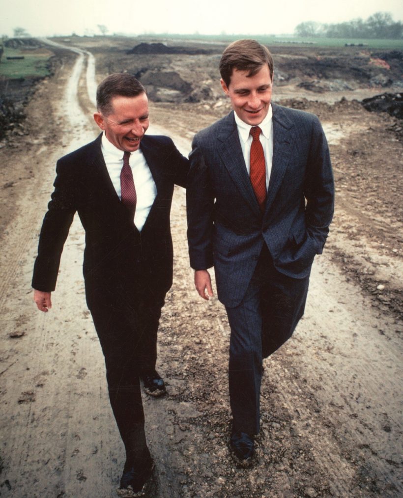 Ross Perot Sr. and Jr. walking together