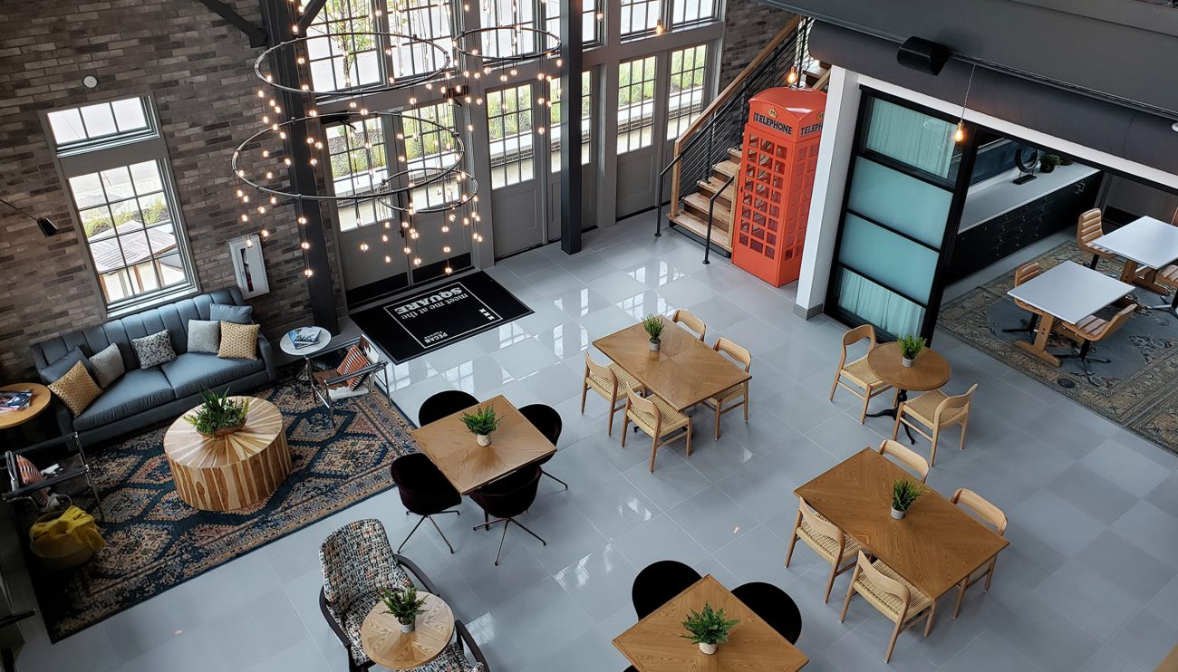 Aerial of coworking space